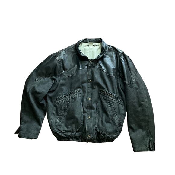 Vintage 80's BTTF Jeans Denim Leather Jacket XL Marty McFly